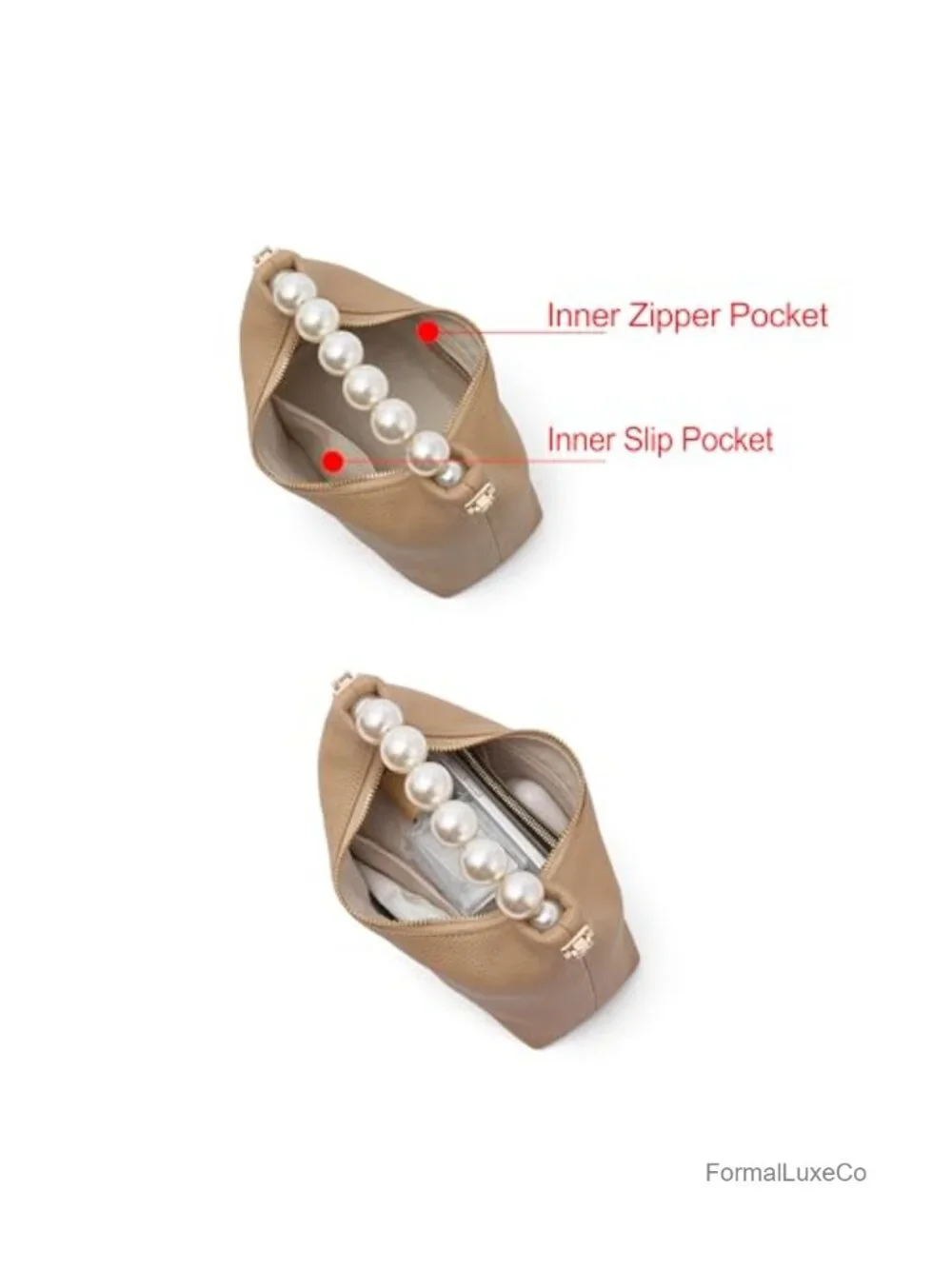 Genuine Leather Top Handle Clutch Purse with Detachable Strap
